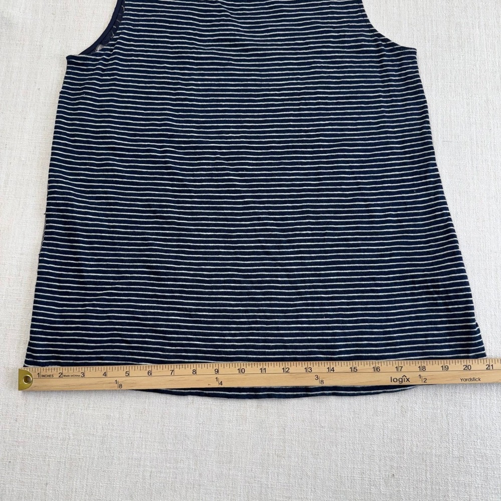 Cupcakes and Cashmere Navy White Striped Lace Back Tank Top Womens Size Medium - Picture 15 of 16